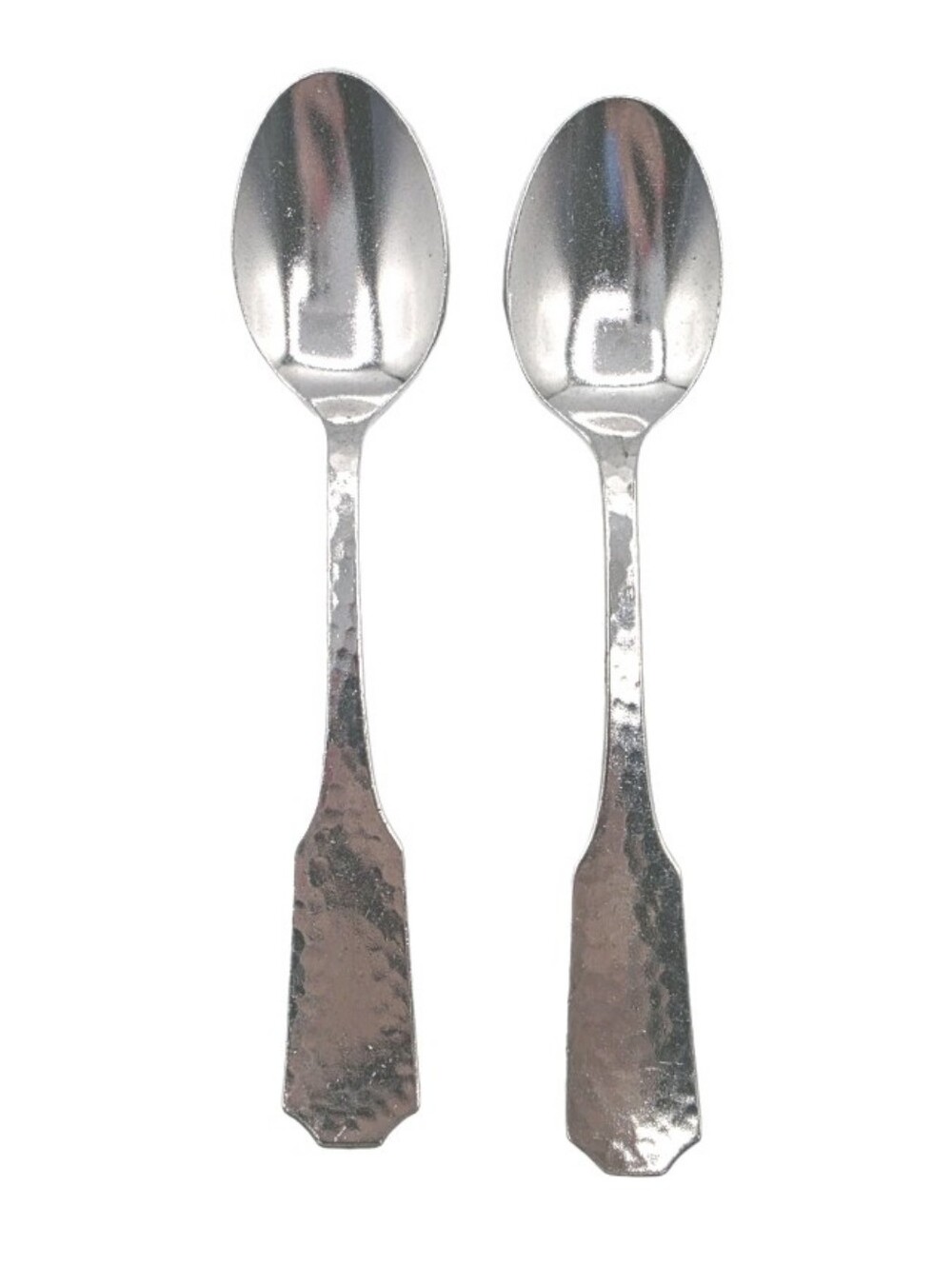2 Stainless Steel Spoons Silverware Hammered Teaspoons Satin Made Japan Dessert